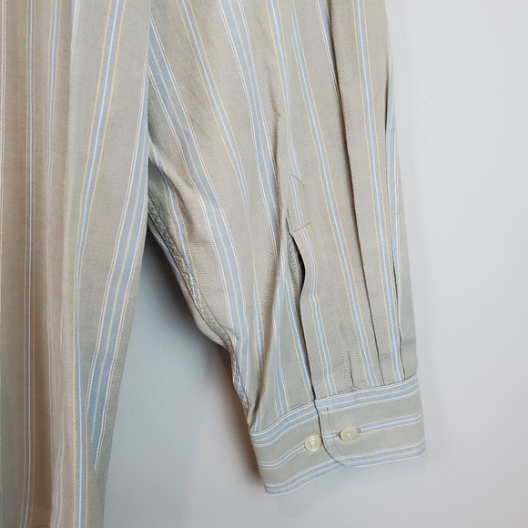 Vintage LL Bean Brown Blue Striped Long Sleeve Button Down Shirt Size XL Mens - Picture 9 of 15